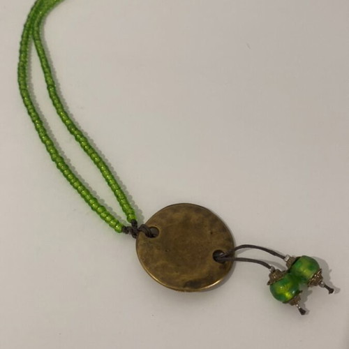 Handmade necklace with glass beads like new, green