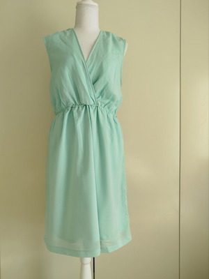 Wrap dress large mint color synthetic fabric like new