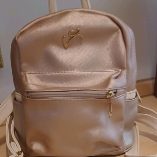 Small backpack used, beige gold
