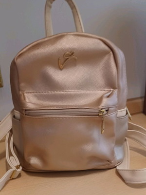 Small backpack used, beige gold