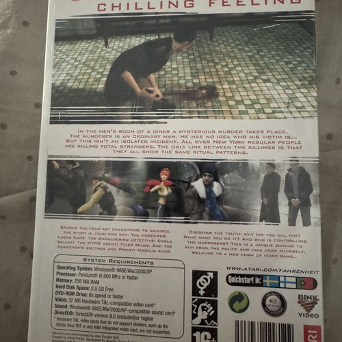 Fahrenheit PC special edition game like new