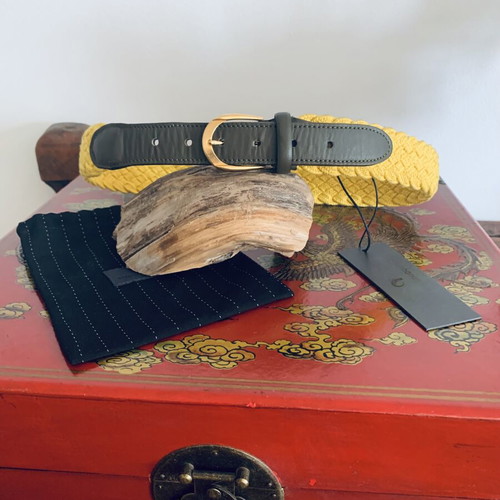 Stelios Koudounaris handmade yellow waist belt, size S/M