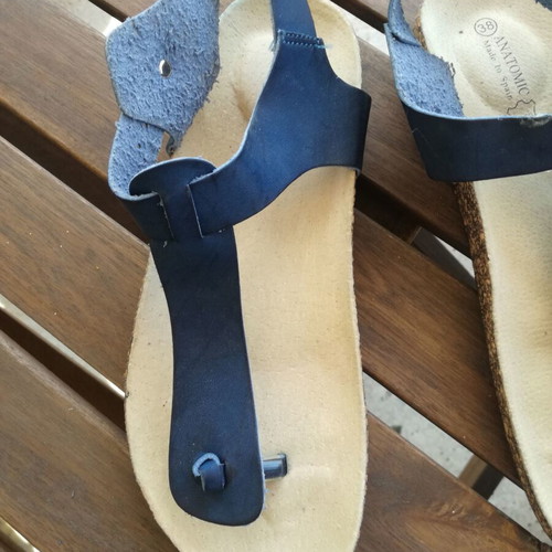 Anatomical leather sandals size 38 new, blue