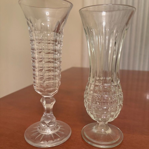 Vintage crystal vases like new, set of 2, height 17cm
