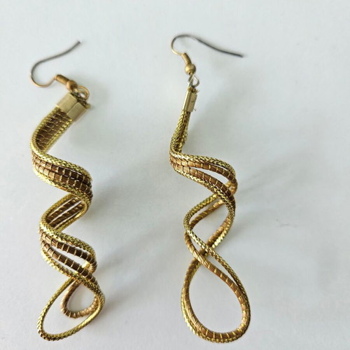 Golden grass earrings like new, handmade boho style