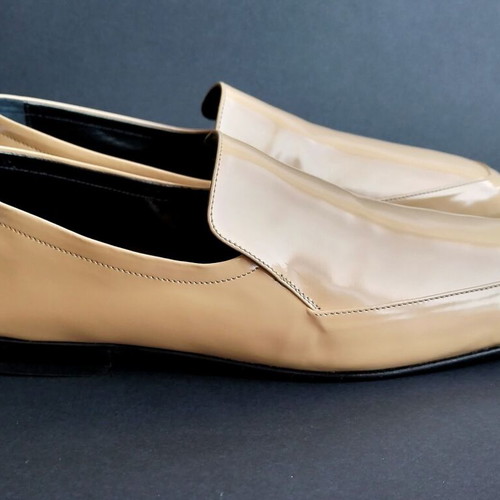 By Far Nick moccasins semi-patent leather beige with detachable gold ankle chain size 39