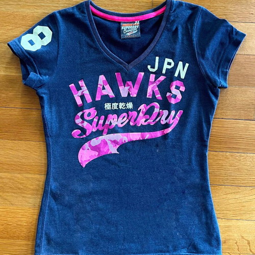 Superdry T-shirt like new, blue-pink, size S-M