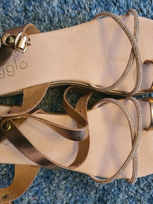 Bronze women's leather flatform sandals new, size 41