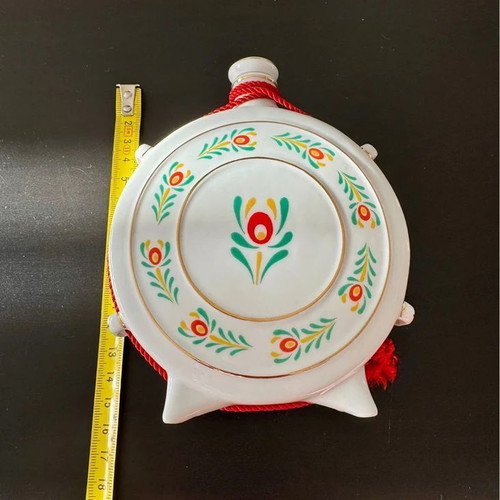 Traditional Hungarian Hollohaza flask used like new, porcelain