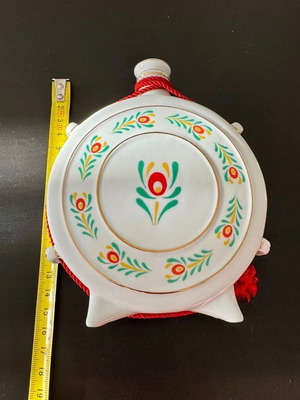 Traditional Hungarian Hollohaza flask used like new, porcelain