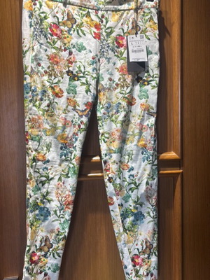 Zara cigarette pants new, white multicolor, size S-M