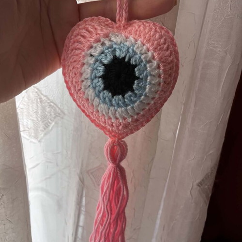 Crochet Evil Eye Heart Handmade New