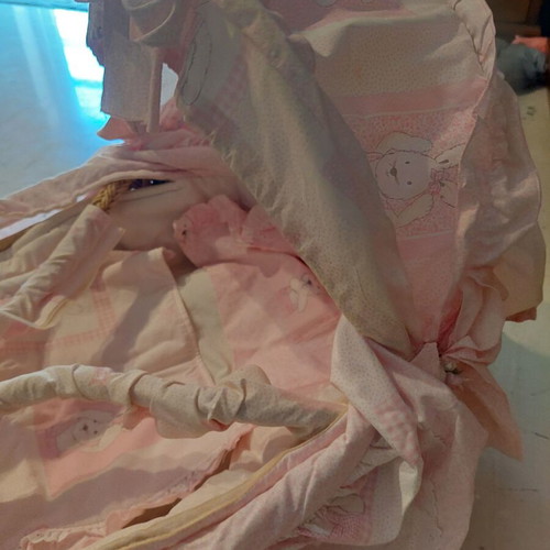 Baby Bassinet Pink Bunny Complete Set Like New