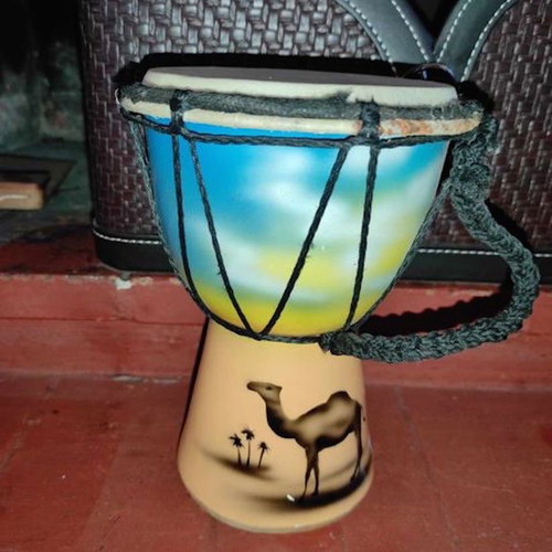 Wooden doumbek from Tunisia like new with leather