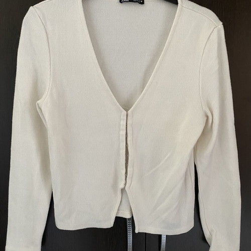 Zara white cardigan used, size M