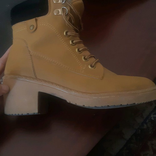 Women's boots used hiking style, 6cm heel, size 39, yellow
