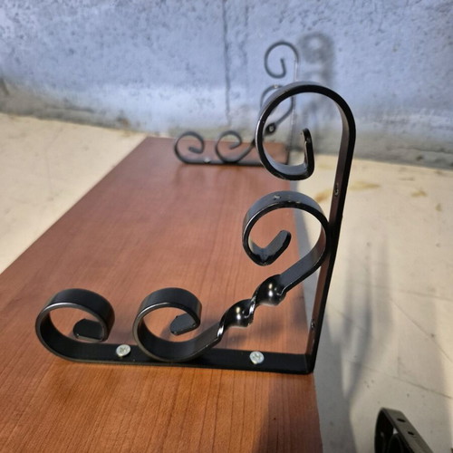 Wooden shelves with modern iron base, set of 3, new