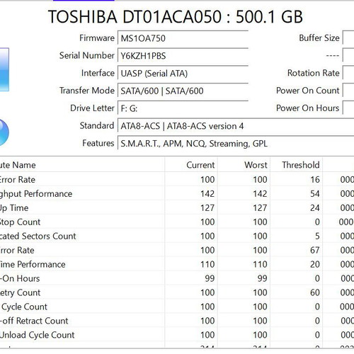 Toshiba DT01A050 500GB 3.5" SATA III HDD 7200rpm