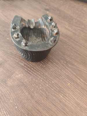 Ashtray made of wood and iron used, realistic design