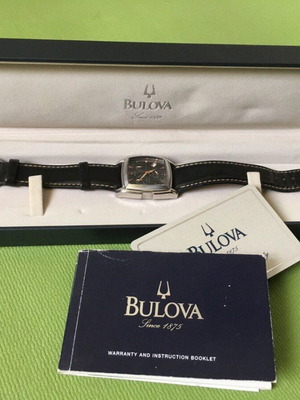Bulova Accutron 63F13 χρονογράφος ανδρικό ρολόι μεταχειρισμένο, μαύρο δερμάτινο λουράκι