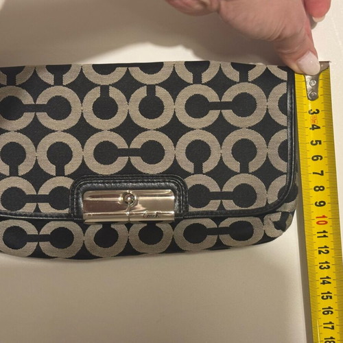 Coach Kristin Black Gray Op Art Signature wristlet bag like new