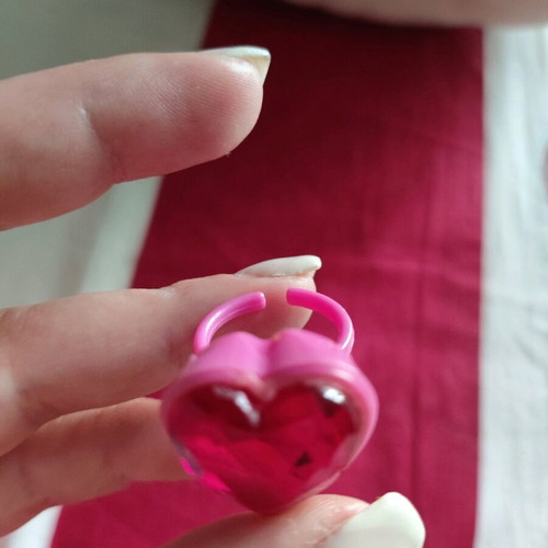 Children's heart ring used, pink, plastic