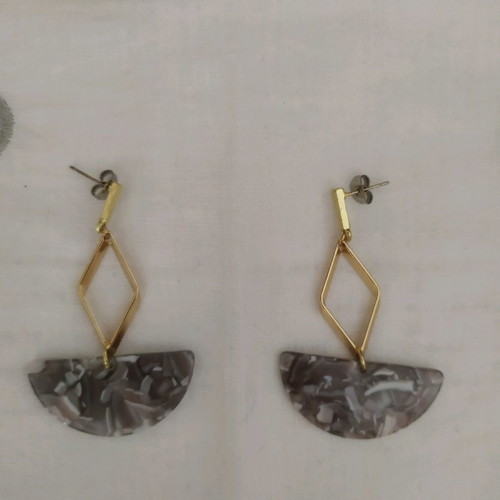 Handmade earrings new, triangle and semicircle shape with earthy colors