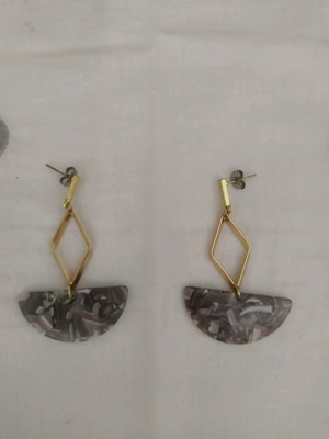 Handmade earrings new, triangle and semicircle shape with earthy colors