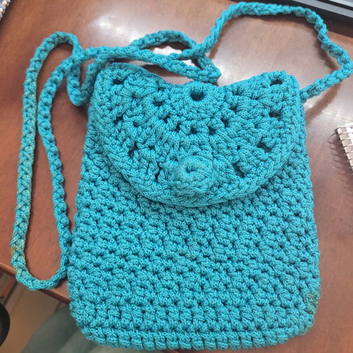 Handmade Blue Shoulder Bag like new with gift