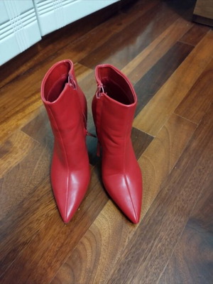 Zara red ankle boots 10cm heel, new
