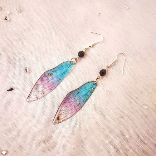 Butterfly wing earrings new, delicate, lightweight with gold flakes