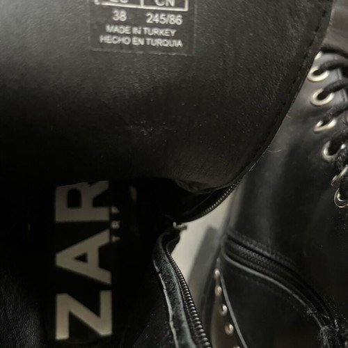 Zara women's black leather boots like new