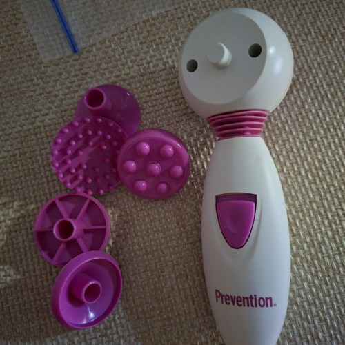 Prevention Multi-Function Facial and Body Massager with 4 Heads, White/Pink