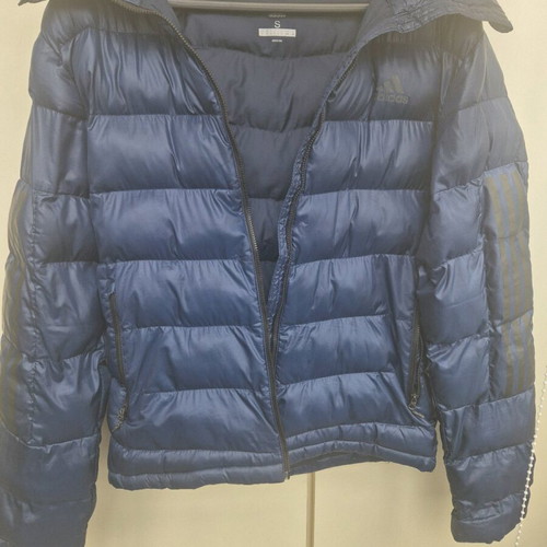 Adidas jacket used, size small, blue with repairs
