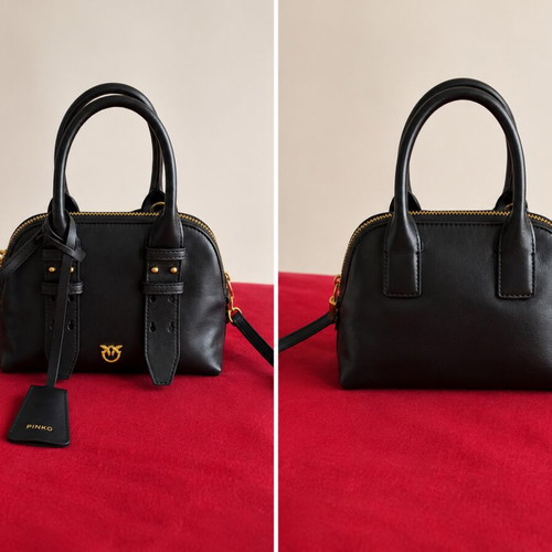 Pinko mini leather satchel σαν καινούργιο, μαύρη με χρυσές λεπτομέρειες