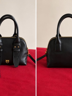 Pinko mini leather satchel σαν καινούργιο, μαύρη με χρυσές λεπτομέρειες