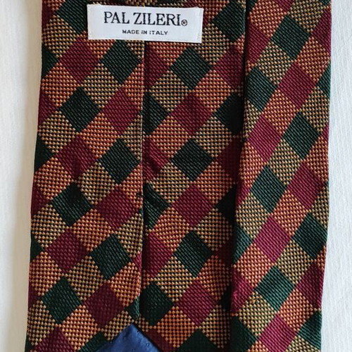 Pal Zileri Silk Tie like new, checkered burgundy and forest green