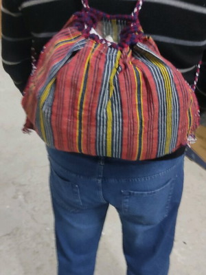Handmade woven bag new with cotton fabric from Crete