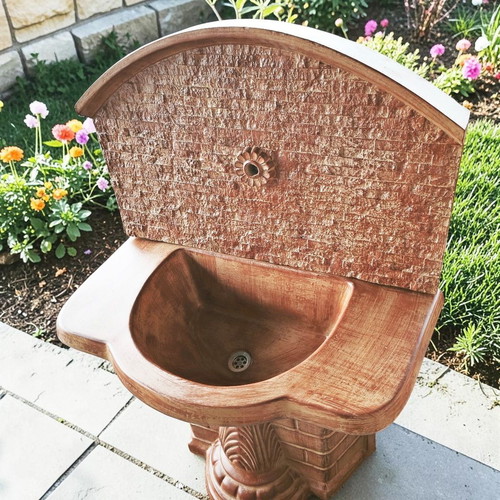 Concrete garden sink Veselina new, beige and brown