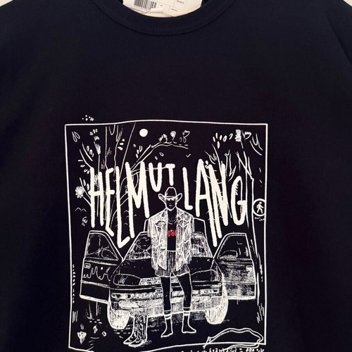 Helmut Lang μπλούζα με στρογγυλή λαιμόκοψη, μαύρη, μέγεθος Large