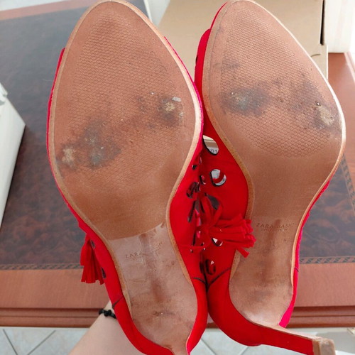 Zara sandals red, size 41, suede-like, like new