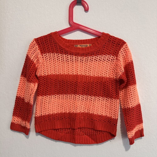 Terranova Kids knitted sweater for girls, size 4-5 years, red and pink stripes