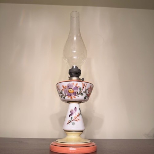Opaline lamp old hand-painted used
