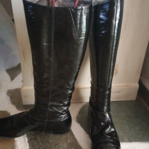 Haralas patent leather boots used size 39 black with silver zipper