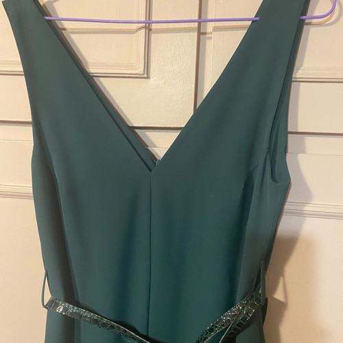 Helmi women's green crepe dress with croco belt