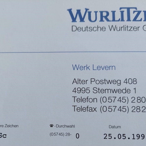 JukeBox Wurlitzer A4 Illustration Flyers new (1993)