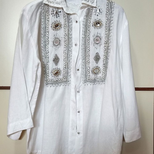 Antica Santoria Embroidered White Shirt size Large like new