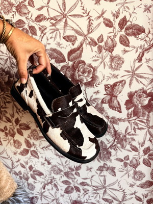 Zara cow print loafers used, size EU 36, faux fur texture