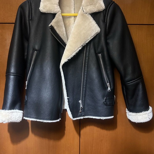 Zara kids jacket like new, fur-lined, black, size 140 cm