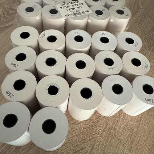 Cash register rolls new, 27 pieces 25m and 7 pieces 15m, 57x50